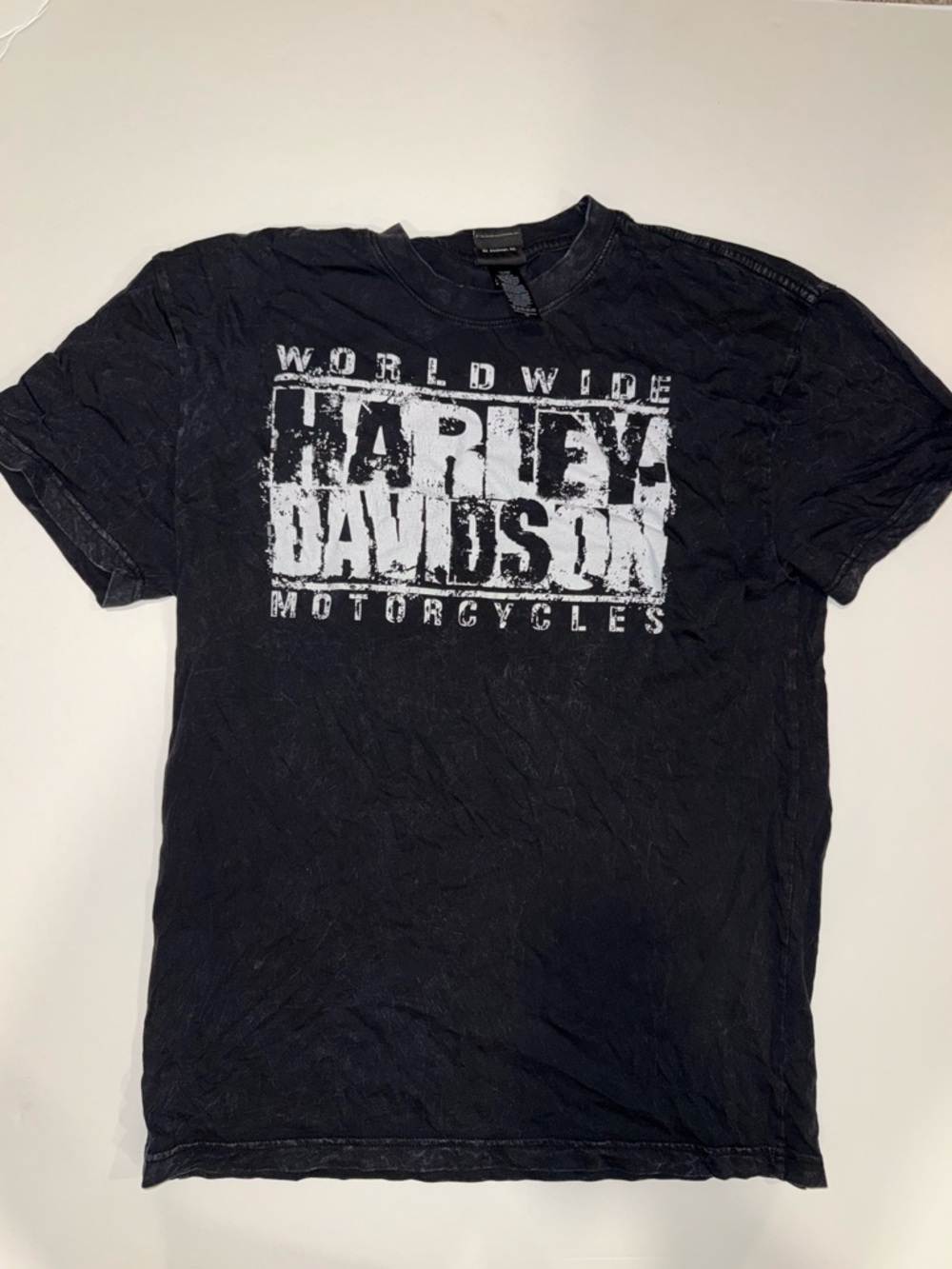 Harley-Davidson Black Fade  T-Shirt with Distressed White Logo
